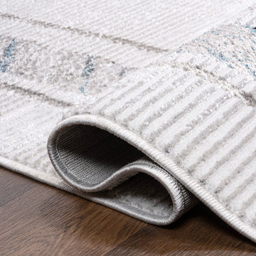 Athens Classic Border Marble Pattern High-low Area Rug